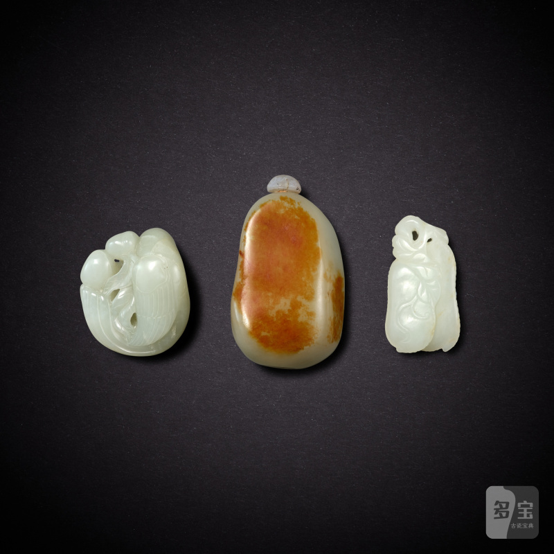 Three white jade ornaments, Qing dynasty, 19th century - 20th century | 清十九世紀至二十世紀 白玉墜兩件及鼻煙壺一件 - 图2